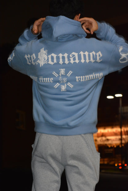 "Your Time Is Running" Baby Blue Resonance Hoodie